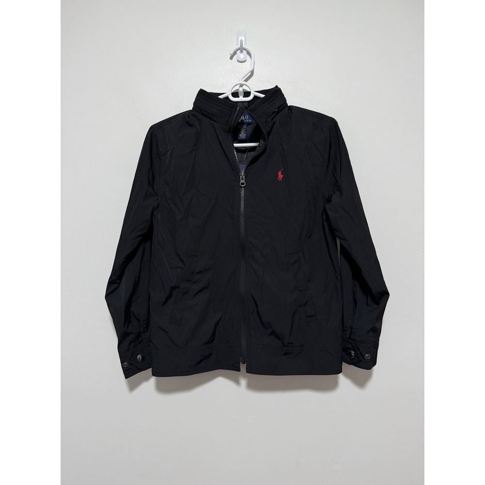 Polo Ralph Lauren NWT Black Full Zip Boy Jacket Zip Stowaway Hood Fall Weight